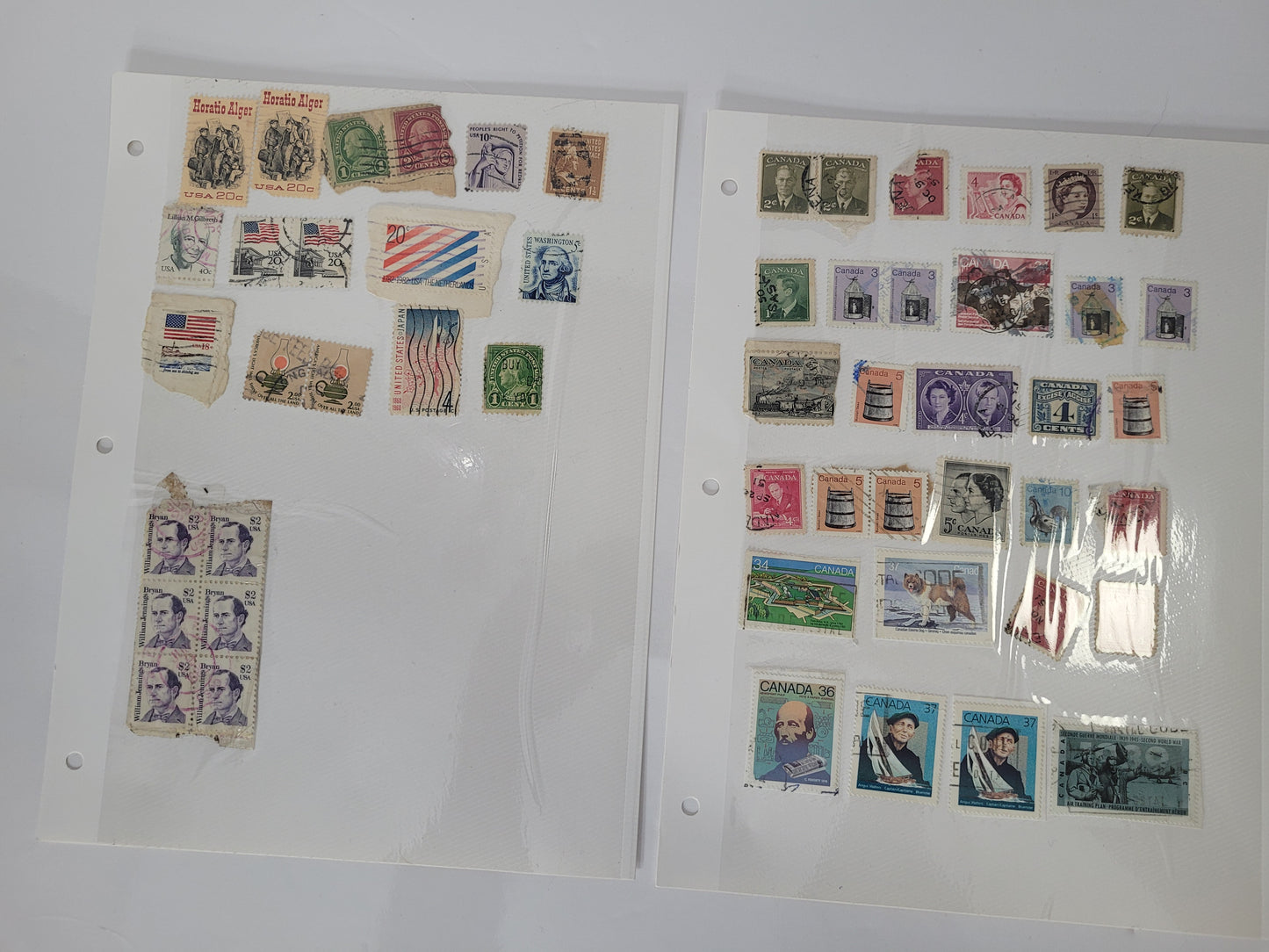Vintage Canadian & International Used Postage Stamp Collection – Approx. 125 Stamps on 5 Pages
