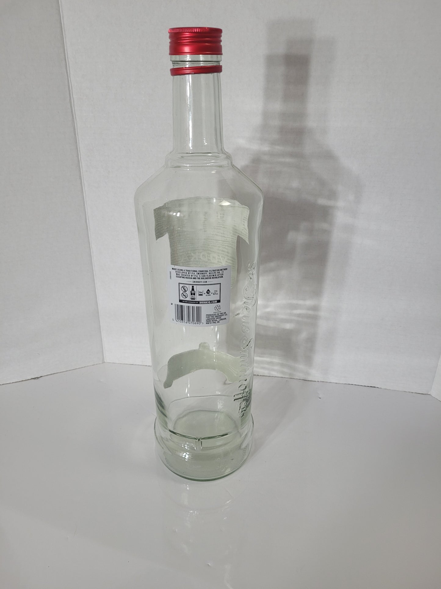 Smirnoff No. 21 Empty Glass Display Bottle with Red Cap