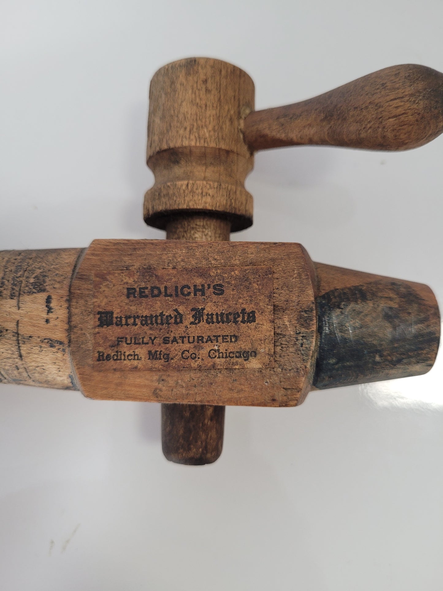 Antique Redlich’s Warranted Wooden Barrel Faucet & Vintage Wooden Cask Tap