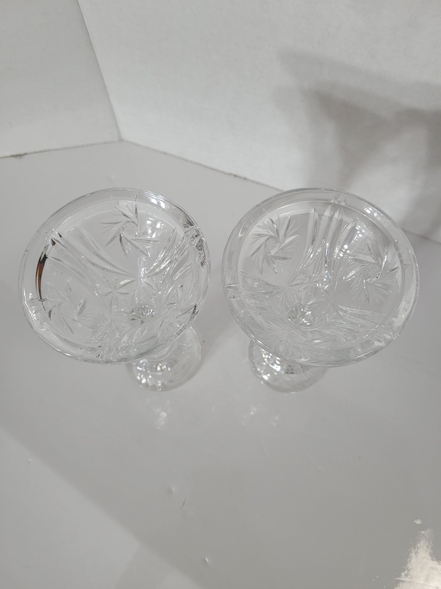 Pair of Vintage Pinwheel Cut Crystal Candlesticks – 6.5"
