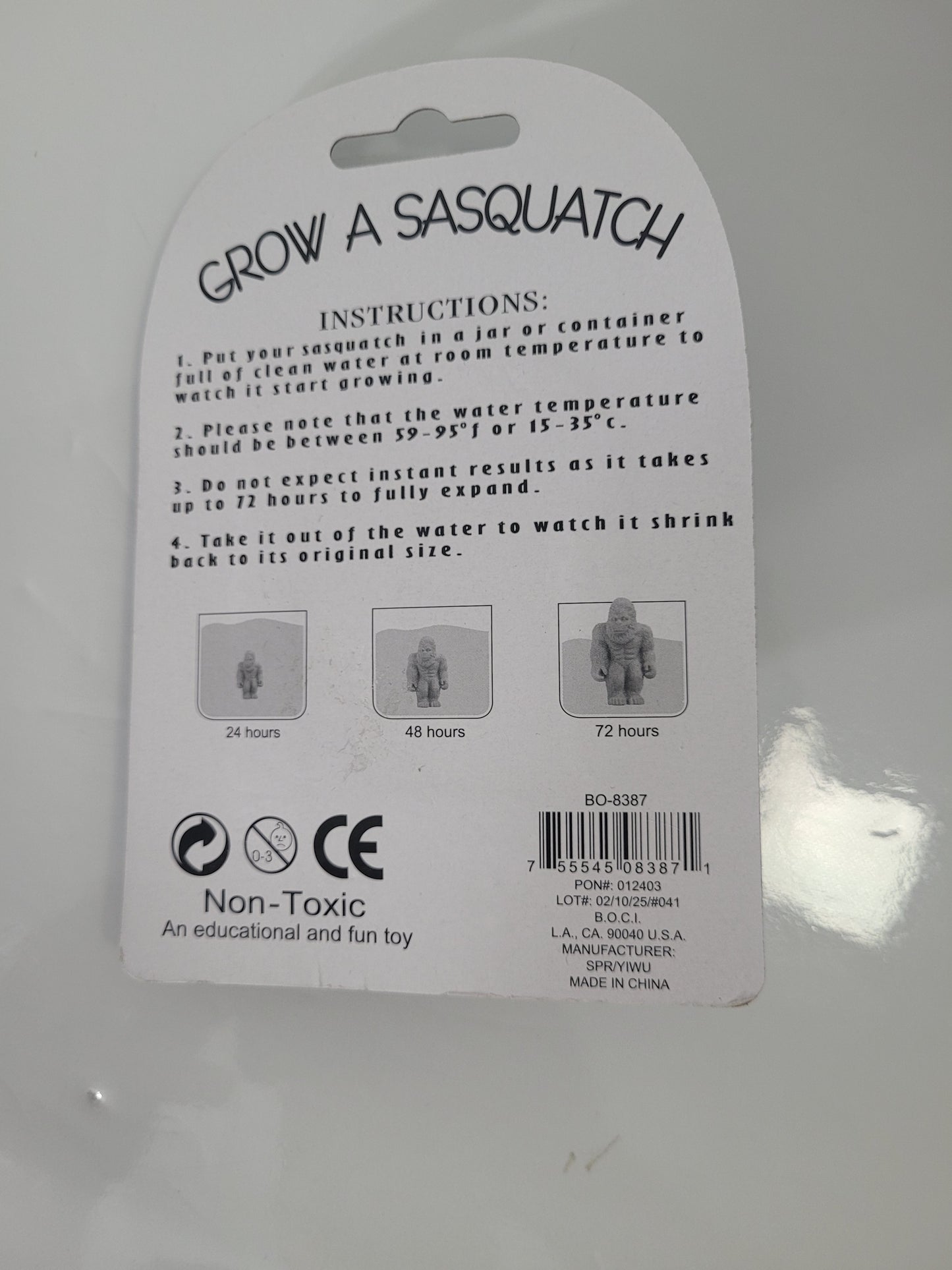 Grow A Sasquatch 600% Expanding Water Toy – Brown/Tan – New in Package