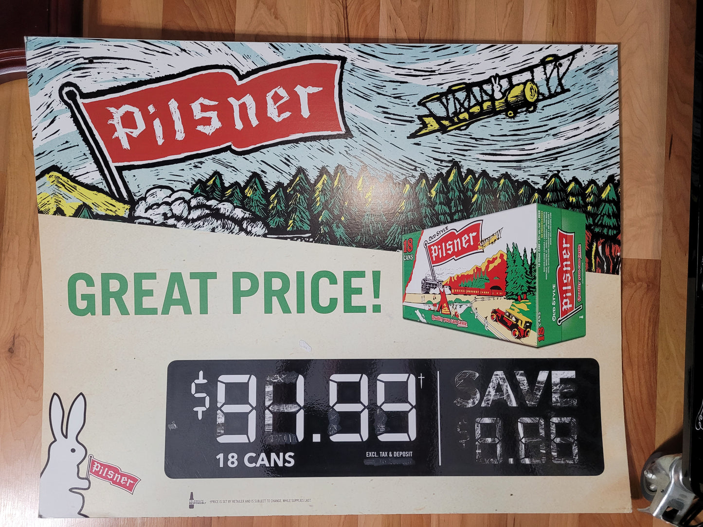 Old Style Pilsner Double-Sided “Pil Country” Retail Advertising Sign – 30" x 24"