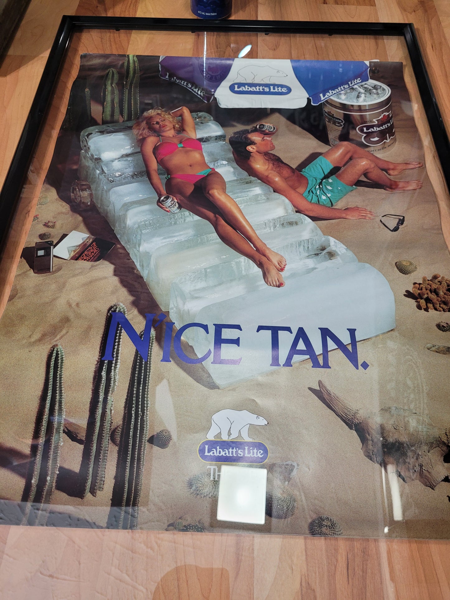 Vintage Labatt’s Lite “Nice Tan” Framed Beer Advertising Poster – 24" x 18"
