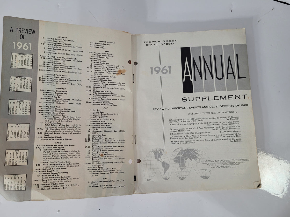 1961 World Book Encyclopedia Annual Supplement – John F. Kennedy Cover
