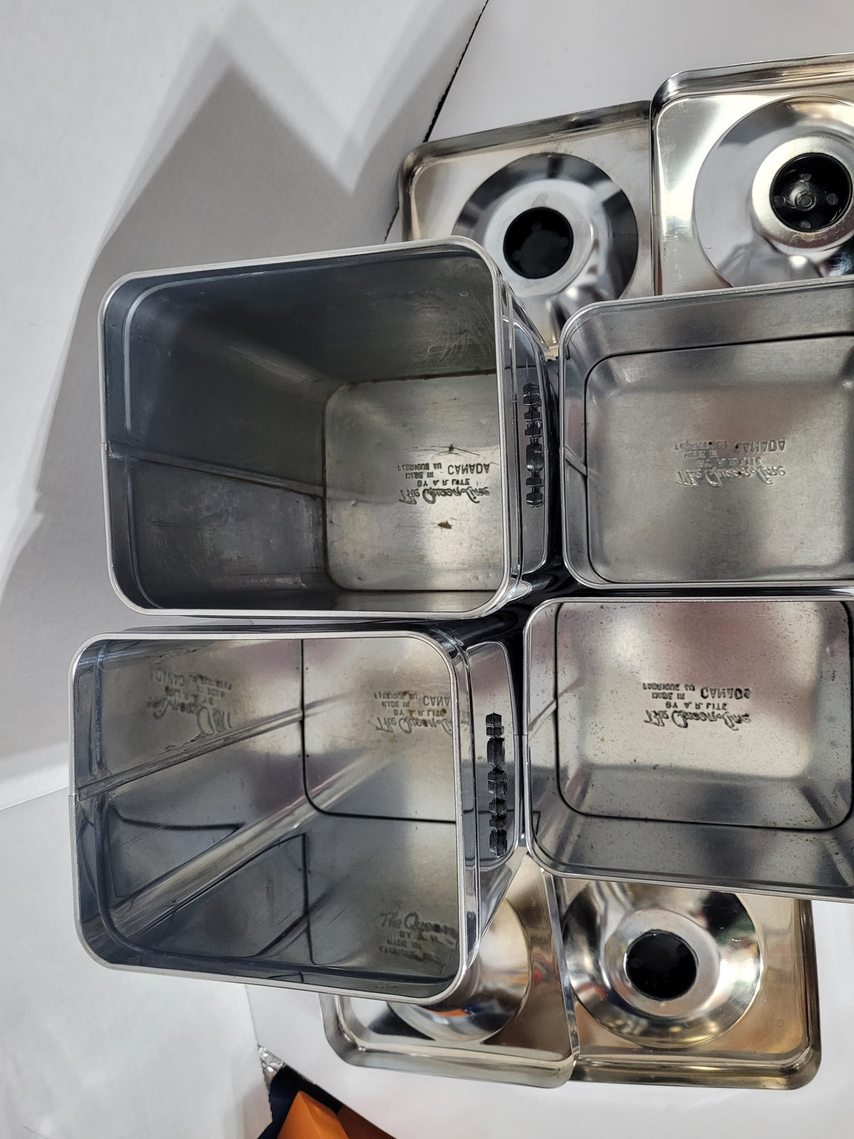 Vintage Queen-Line Chrome Kitchen Canister Set – 4 Canisters with Lids – Made in Canada