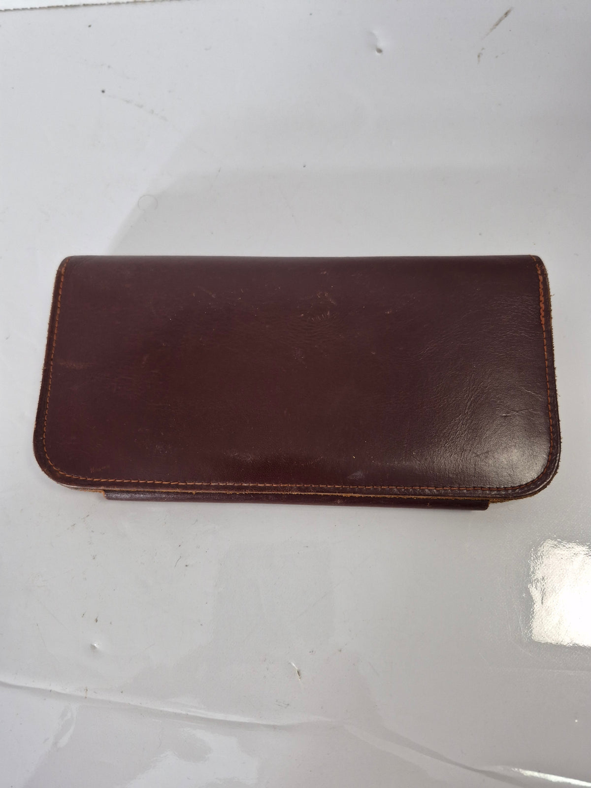 Vintage Genuine Cowhide Leather Travel Document Wallet – Burgundy Brown