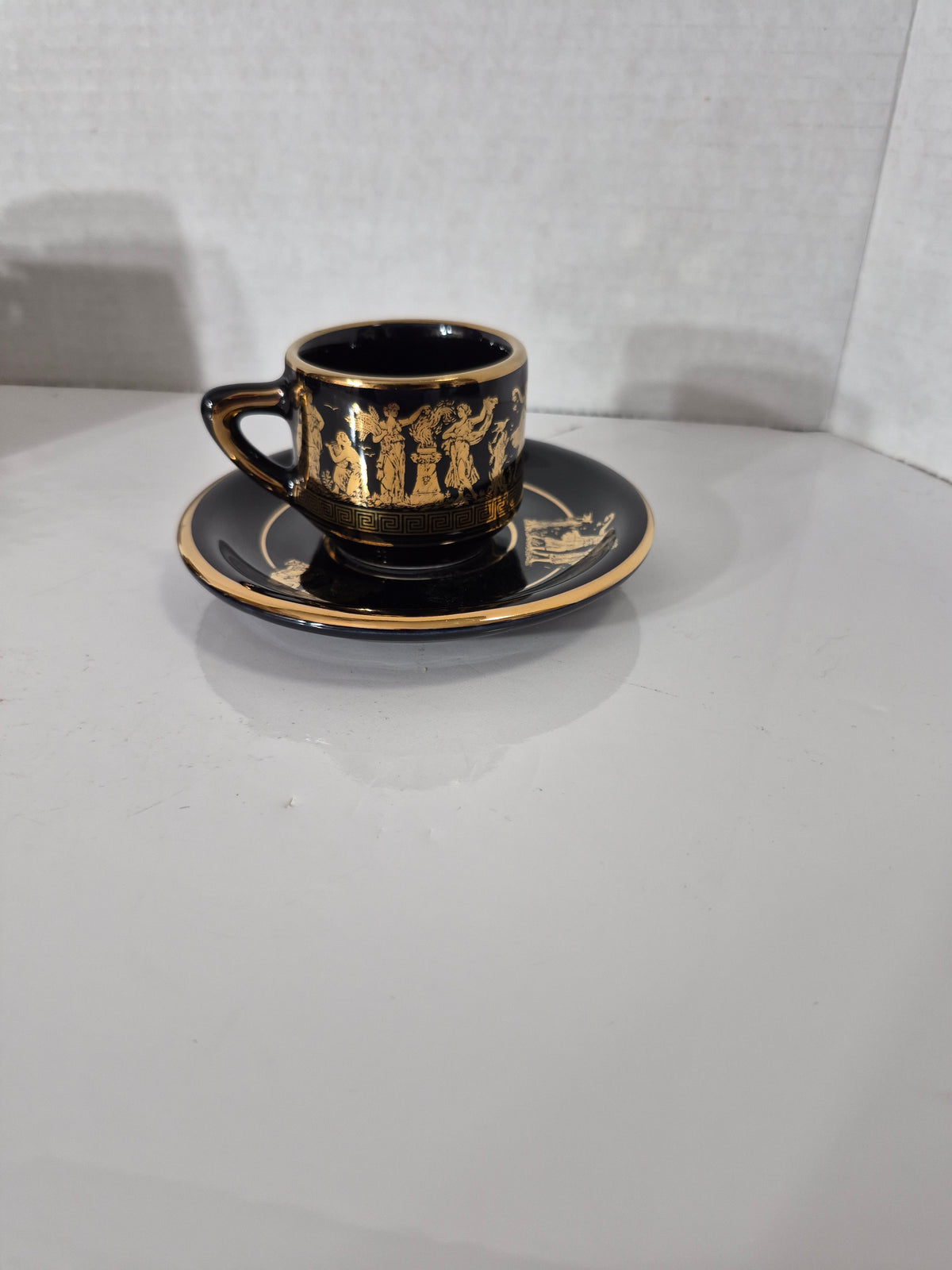 Vintage Ilias Greek Demitasse Espresso Cup & Saucer Set – 24 Karat Gold – Set of 6