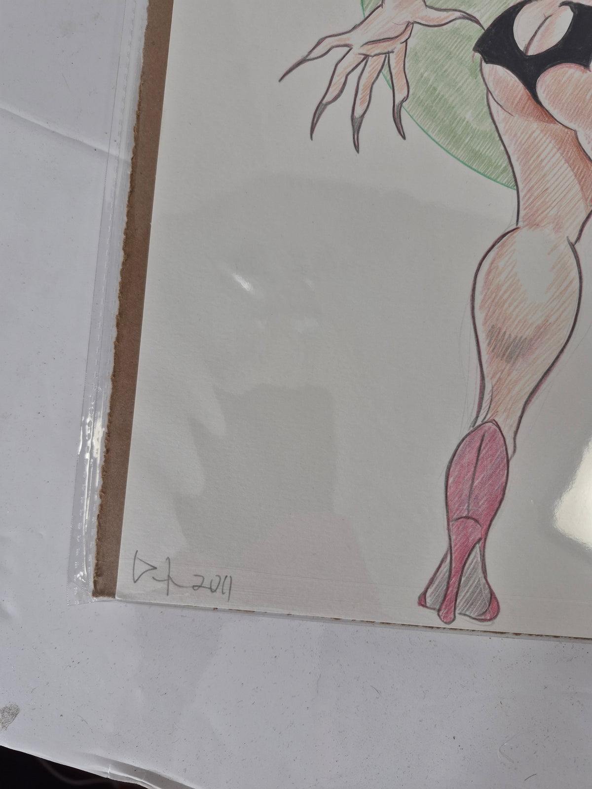 Drew Jones Original Pin-Up Cartoon Art #14 – Signed 2011 – 11" × 14"