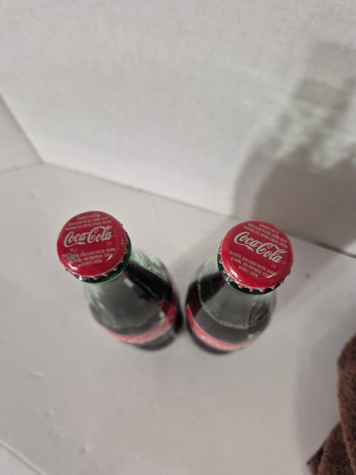 Pair of Sealed Coca-Cola 355 mL Glass Bottles – Canadian Red Label – Collectible Display Bottles