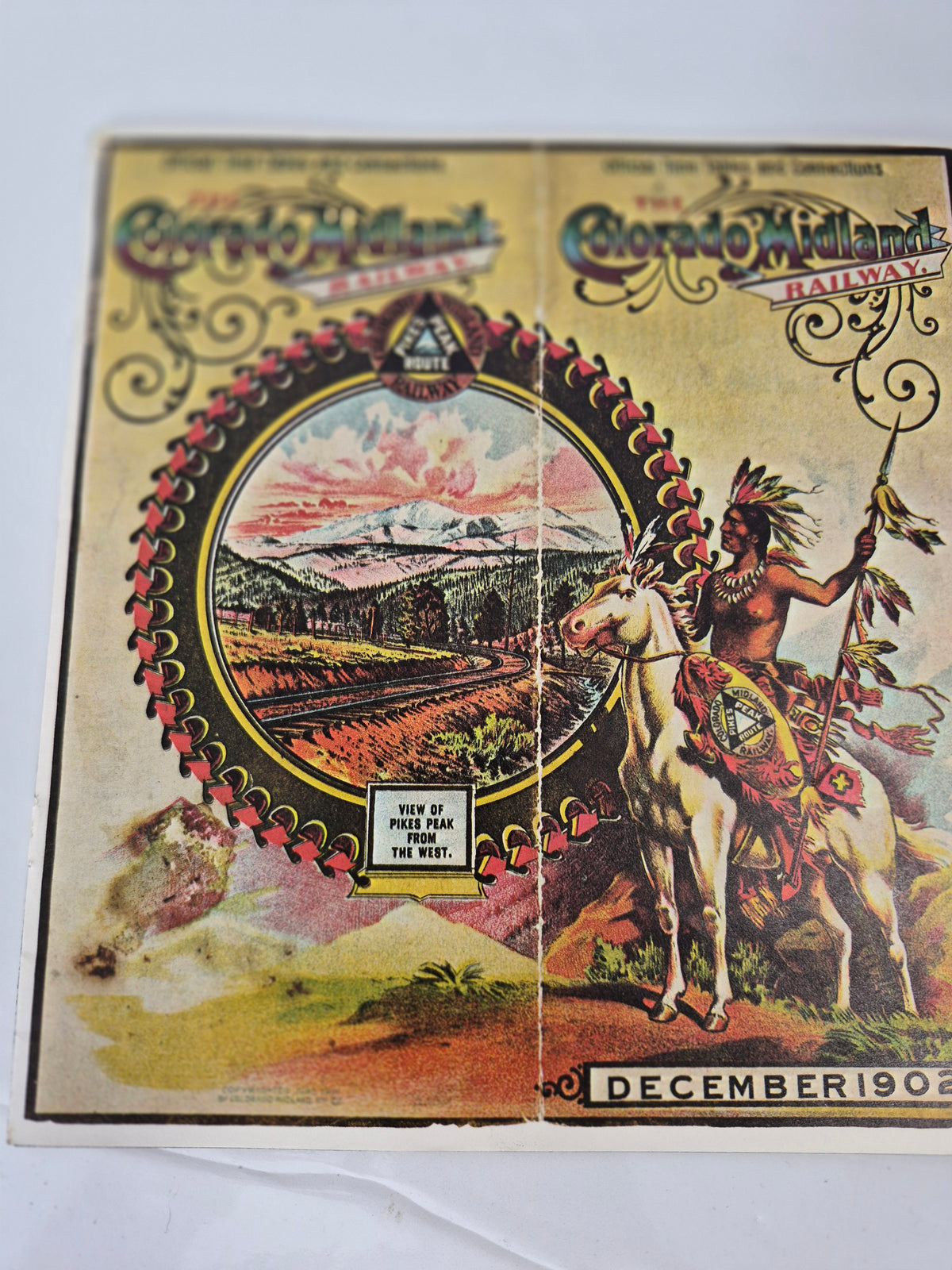 Colorado Midland Railway December 1902 Timetable Reprint with Stained Glass-Style Frame – 10.25 x 12.25 in.