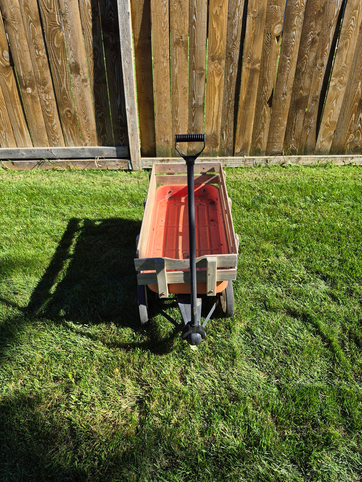 Vintage Roadmaster “Woody Wagon” Red Pull Wagon with Wooden Stake Sides – 40"