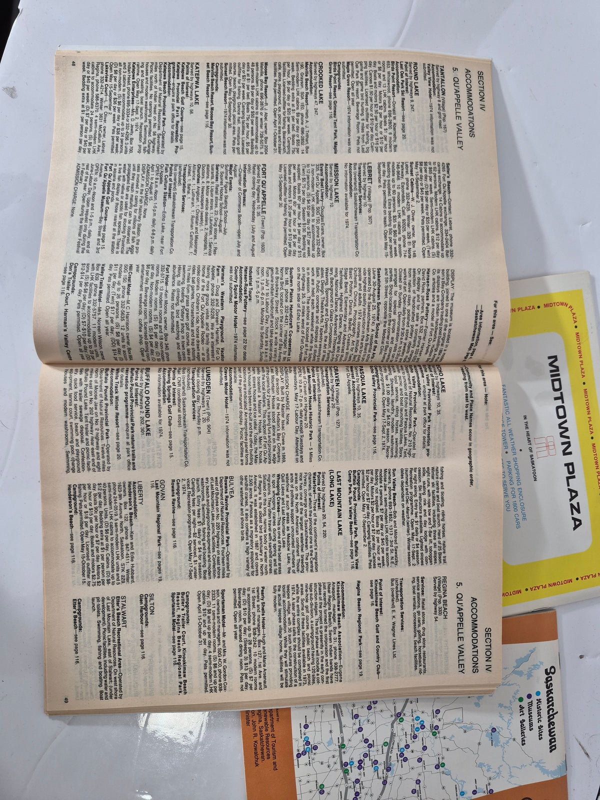 1974 Saskatchewan Travel Guide & “Saskatoon the Beautiful” Tourism Guide – Vintage Map & Brochure Lot