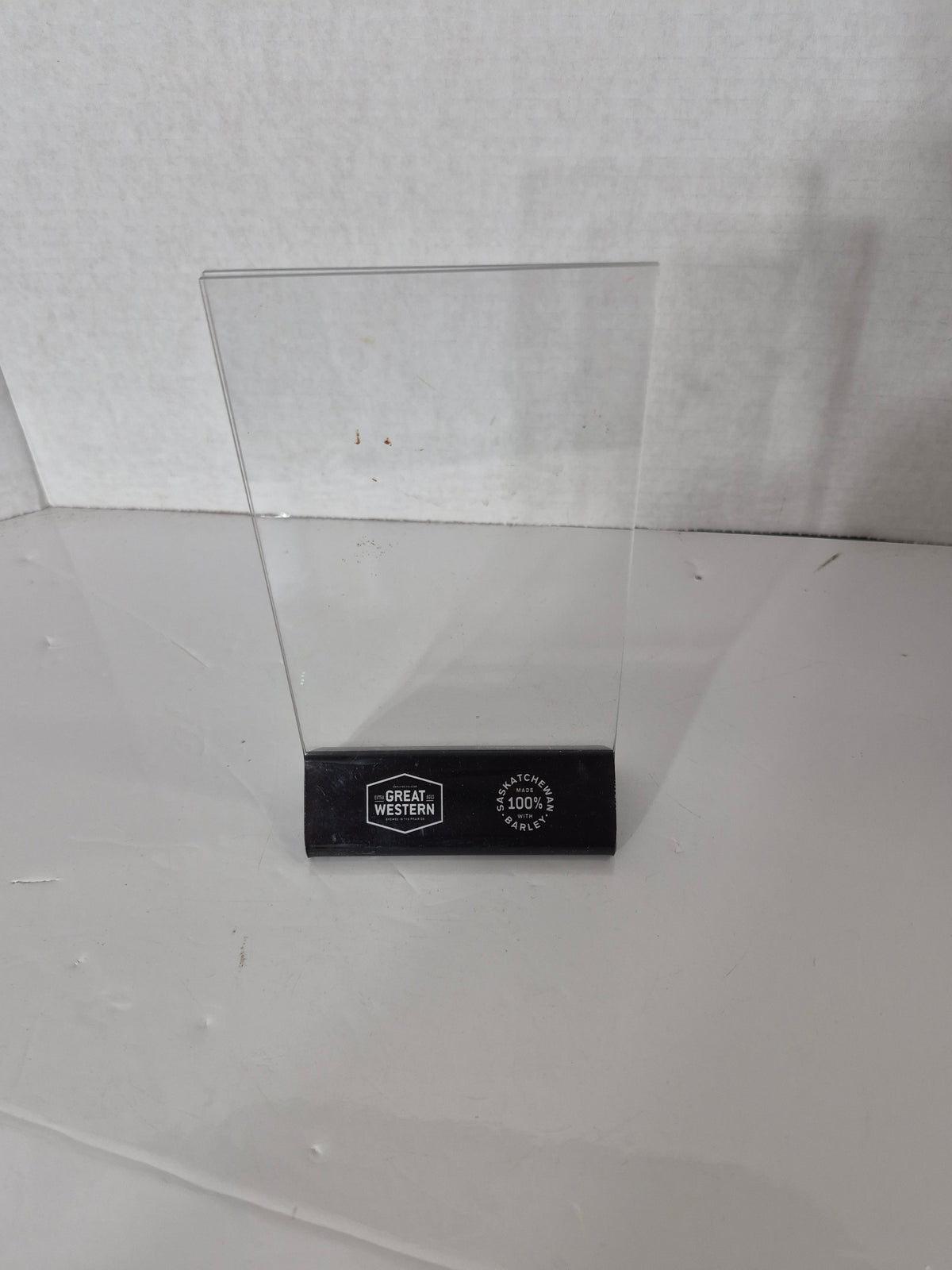 Genuine Great Western Brewing Saskatchewan Tabletop Bar Advertising Stand – Approx. 8" x 4"