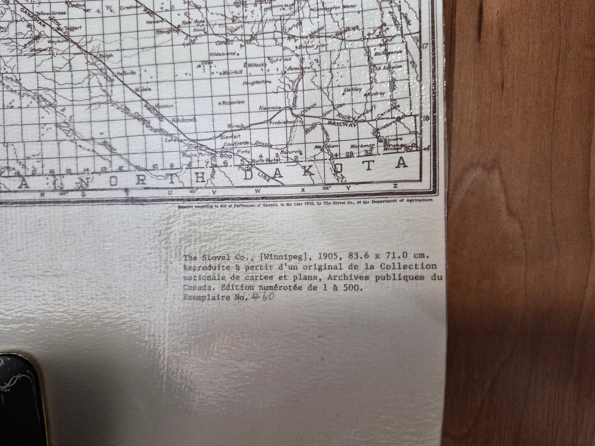Limited Edition 1979 Stovel’s Map of Saskatchewan – 1905 Facsimile No. 38 – No. 460/500 – 22" x 15"