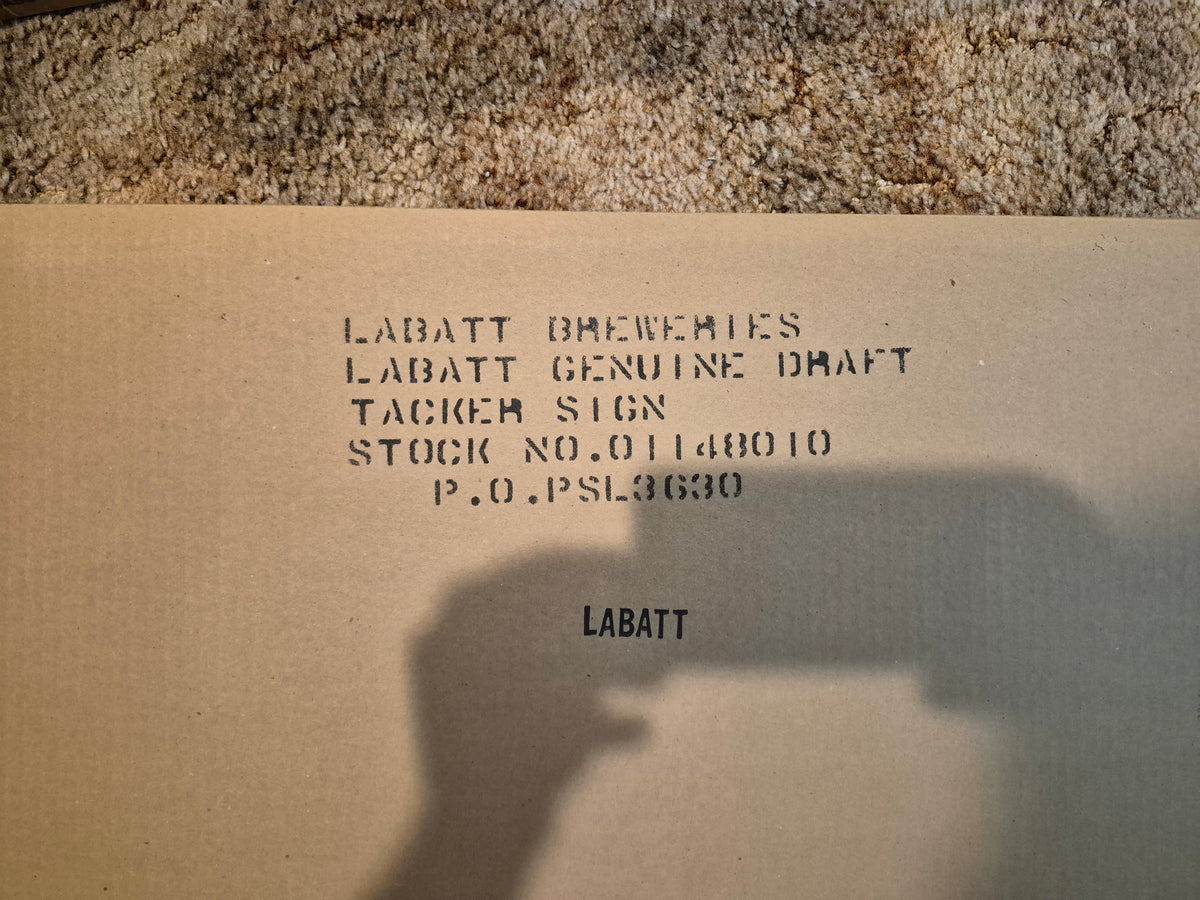 Vintage 1990s Labatt Genuine Draft Véritable Embossed Tacker Beer Sign – 24.75"