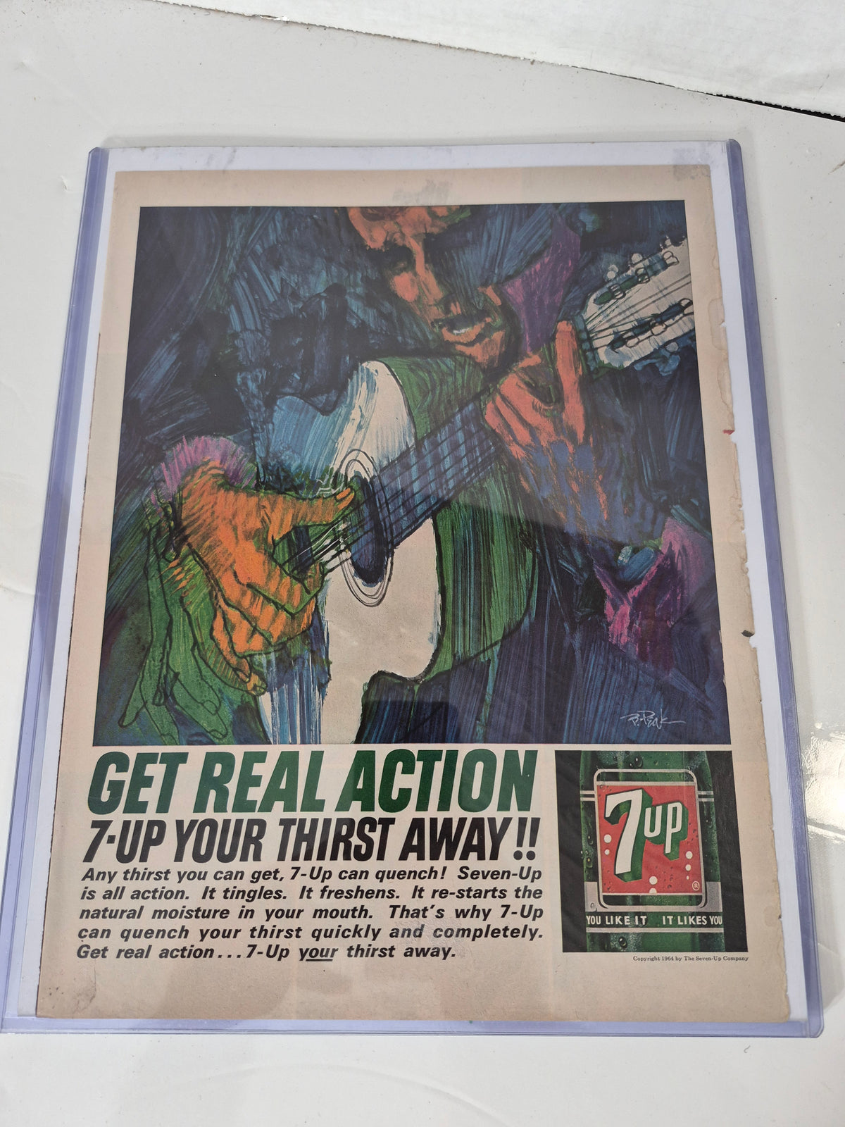 Original 1964 7-Up “Get Real Action – 7-Up Your Thirst Away” Guitar Magazine Advertisement
