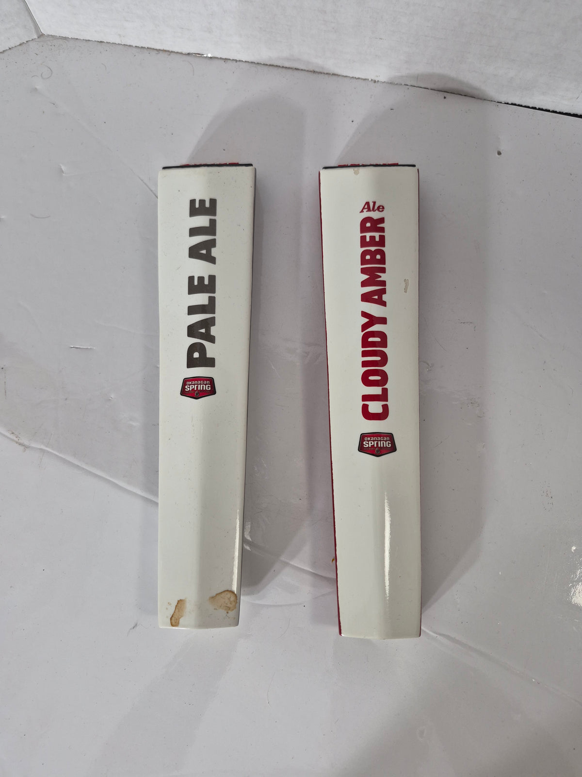 Okanagan Spring Brewery Pale Ale & Cloudy Amber Ale Tap Handles – Pair – 11"