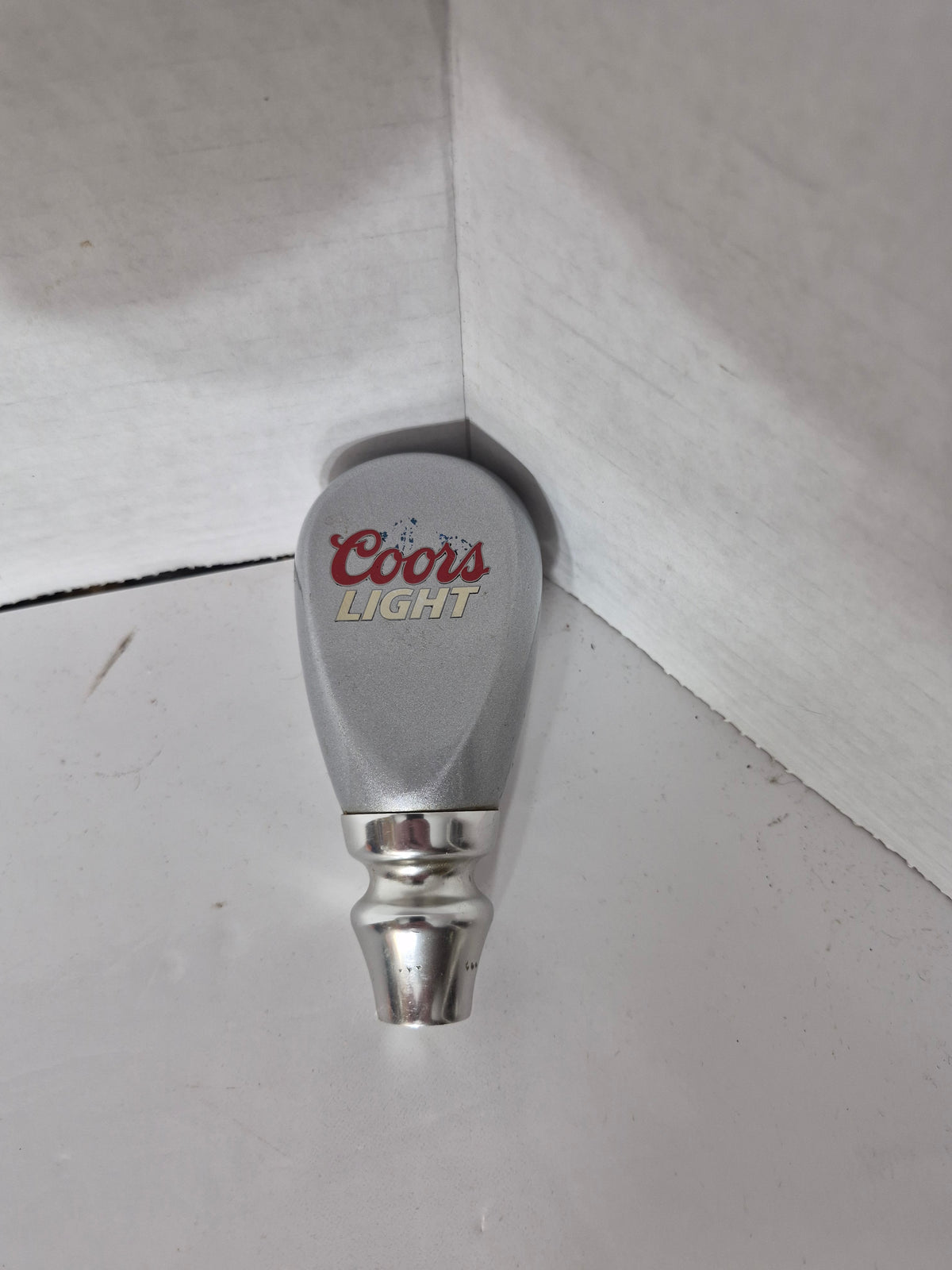 Coors Light Silver Beer Tap Handle – Red & White Logo – 4.5" x 2"