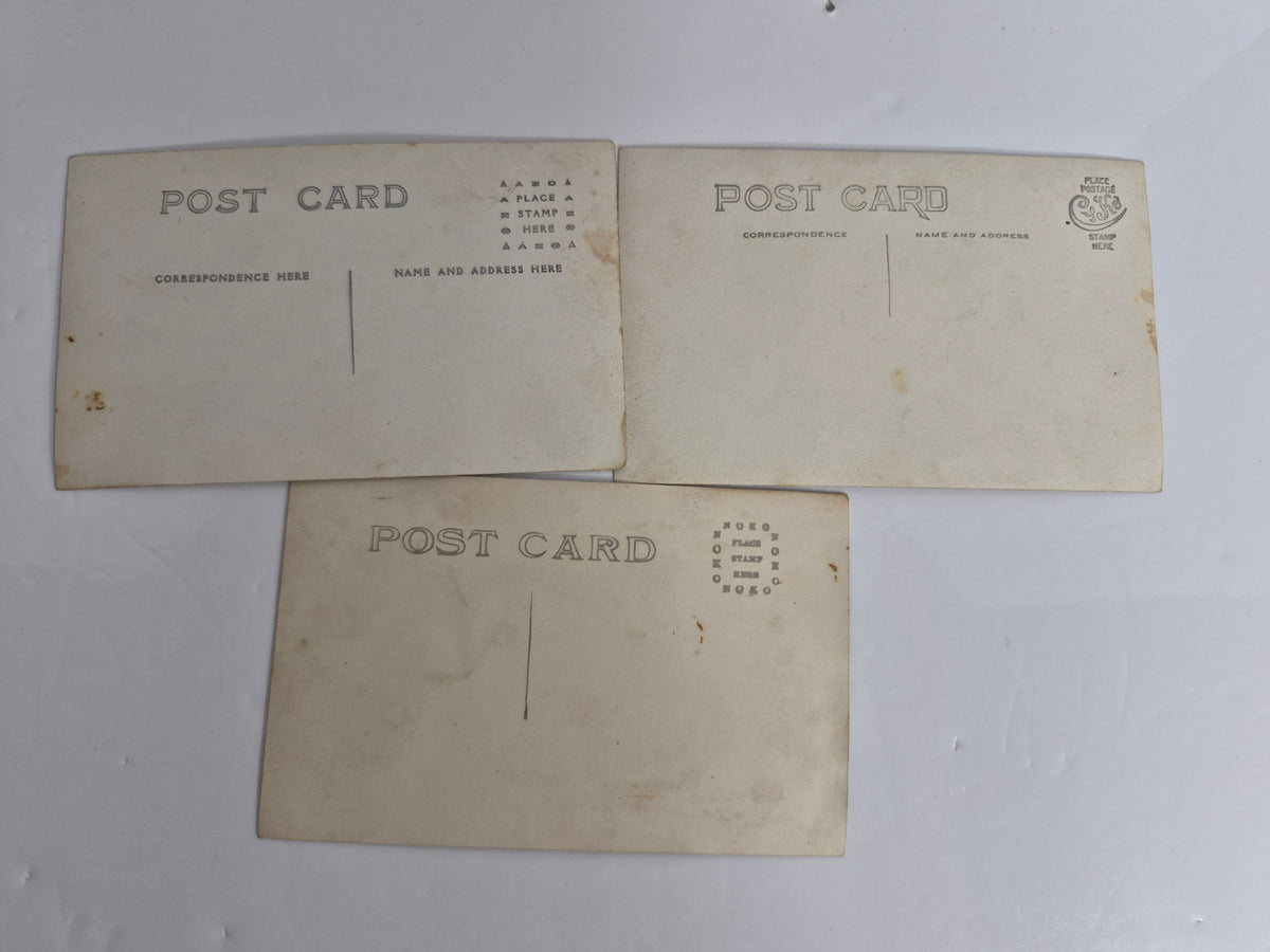 Antique Real Photo Postcard Lot of 3 (RPPC) – Prairie Sod Houses & Family Groups, Brickyard Workers – AZO Backs, Unused