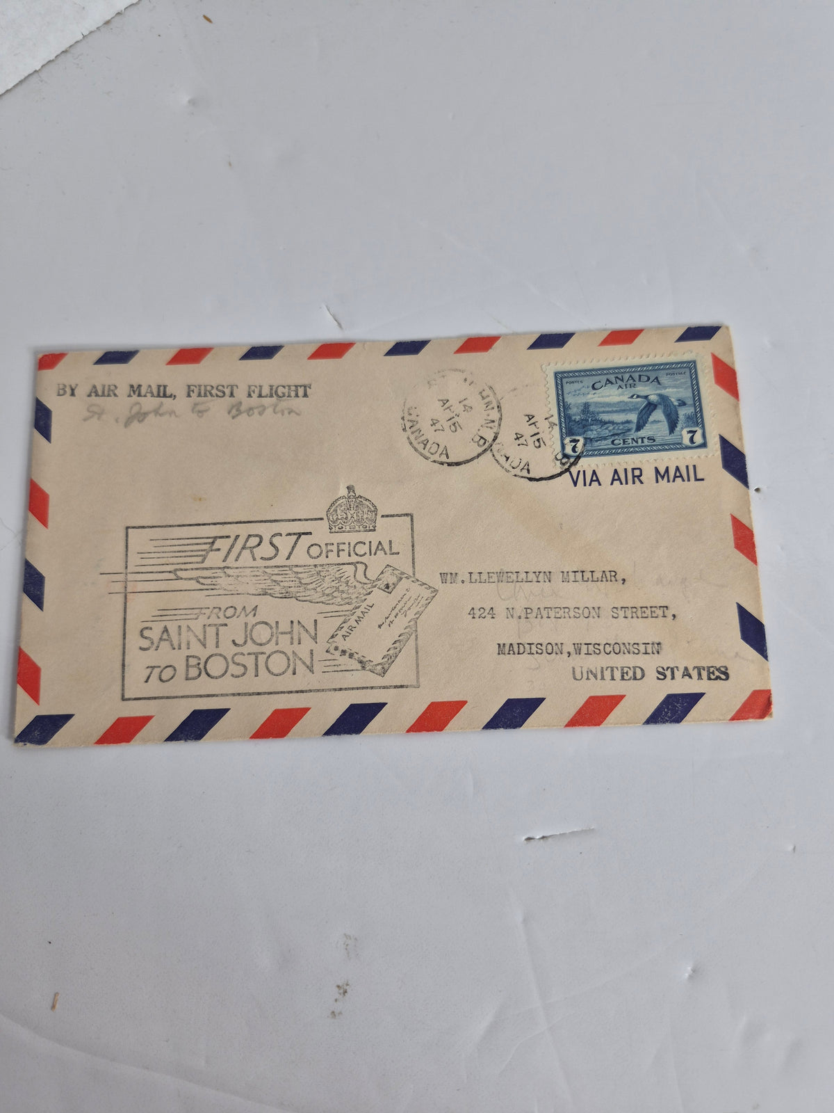 Canadian First Flight Airmail Covers – Lot of 5 Flown Covers, 1929 & 1947 – Toronto, Hamilton, Kingston, Detroit, Boston Routes – Plus 2 Lindbergh Collector Cards