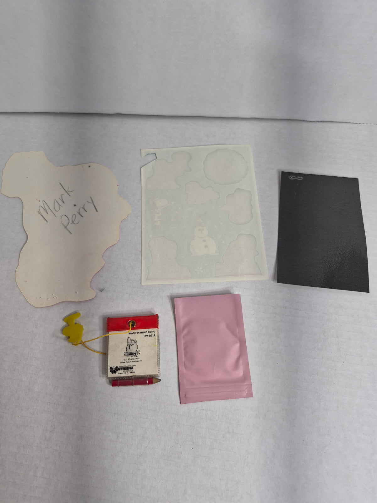 Peanuts Snoopy Collectibles Lot of 5 – Mini Pocket Memo with Pencil, Lucy Die-Cut, Picture Panel, Stickers