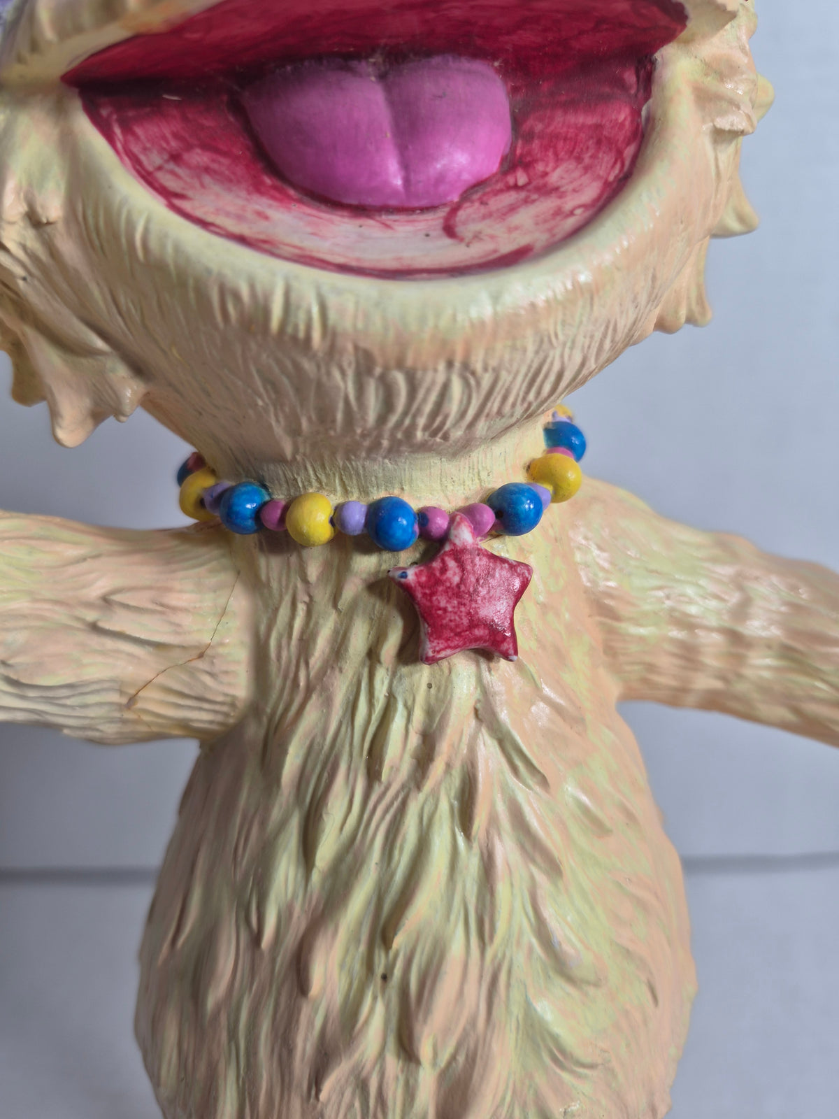 Zoe Sesame Street Garden Statue – 2006 Sesame Workshop – Beaded Necklace with Star Pendant – About 8 x 12 Inches – Repaired Right Arm
