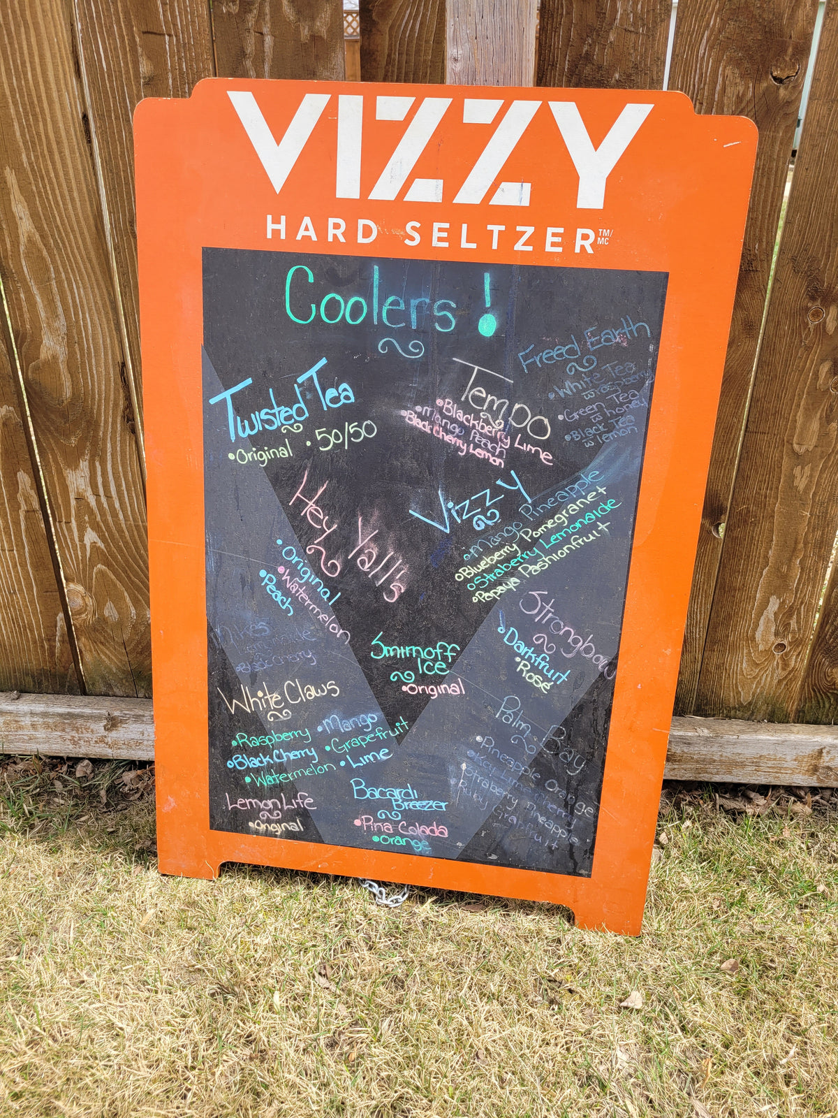 Vizzy Hard Seltzer Double-Sided A-Frame Chalkboard Advertising Sign – 36" x 23.5"