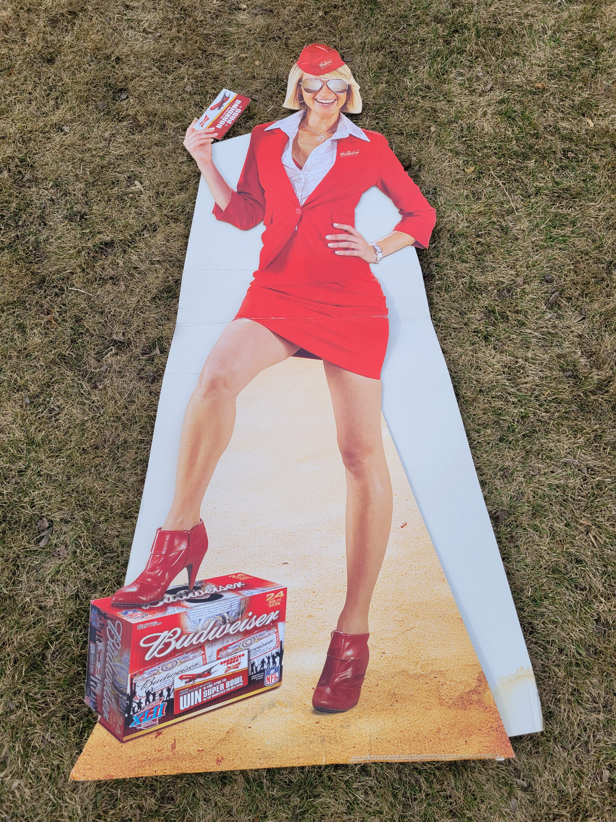Budweiser Super Bowl XLII Flight Attendant Life-Size Cardboard Standee – 2008 NFL Advertising Display