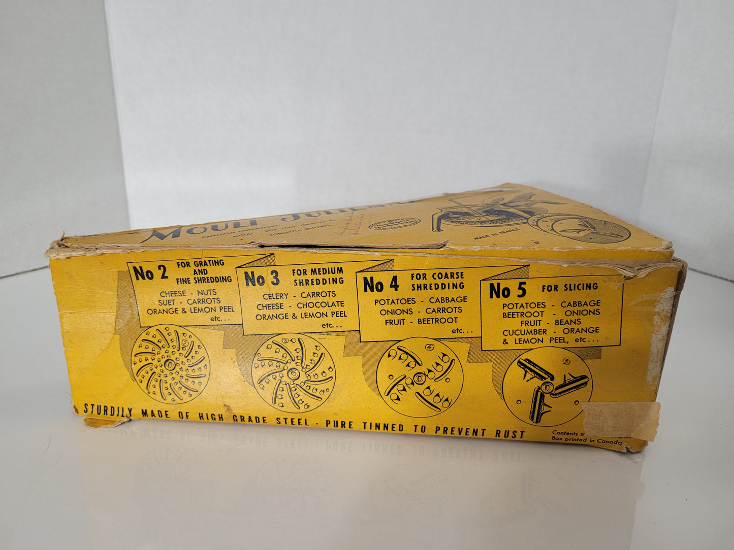 Vintage 1950s Mouli Julienne Shredder & Salad Maker – 4 Discs with Original Box