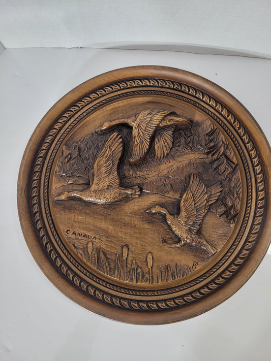 Vintage Karl Rothammer Canada Geese Relief Wall Plaque – 14-Inch – Made in Canada
