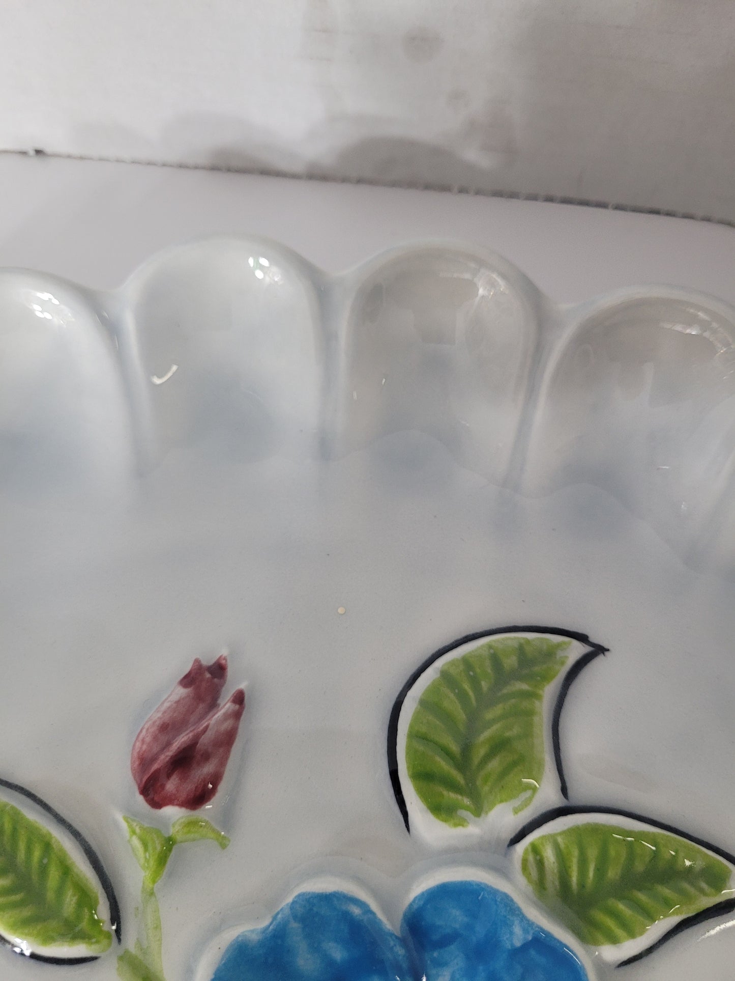 Vintage Calif USA 1071 Raised Floral Ceramic Serving Platter – 14-Inch