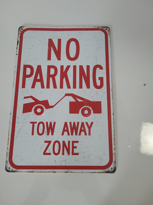 No Parking in Driveway Tow-Away Zone Vintage-Style Metal Sign – 8" × 12"