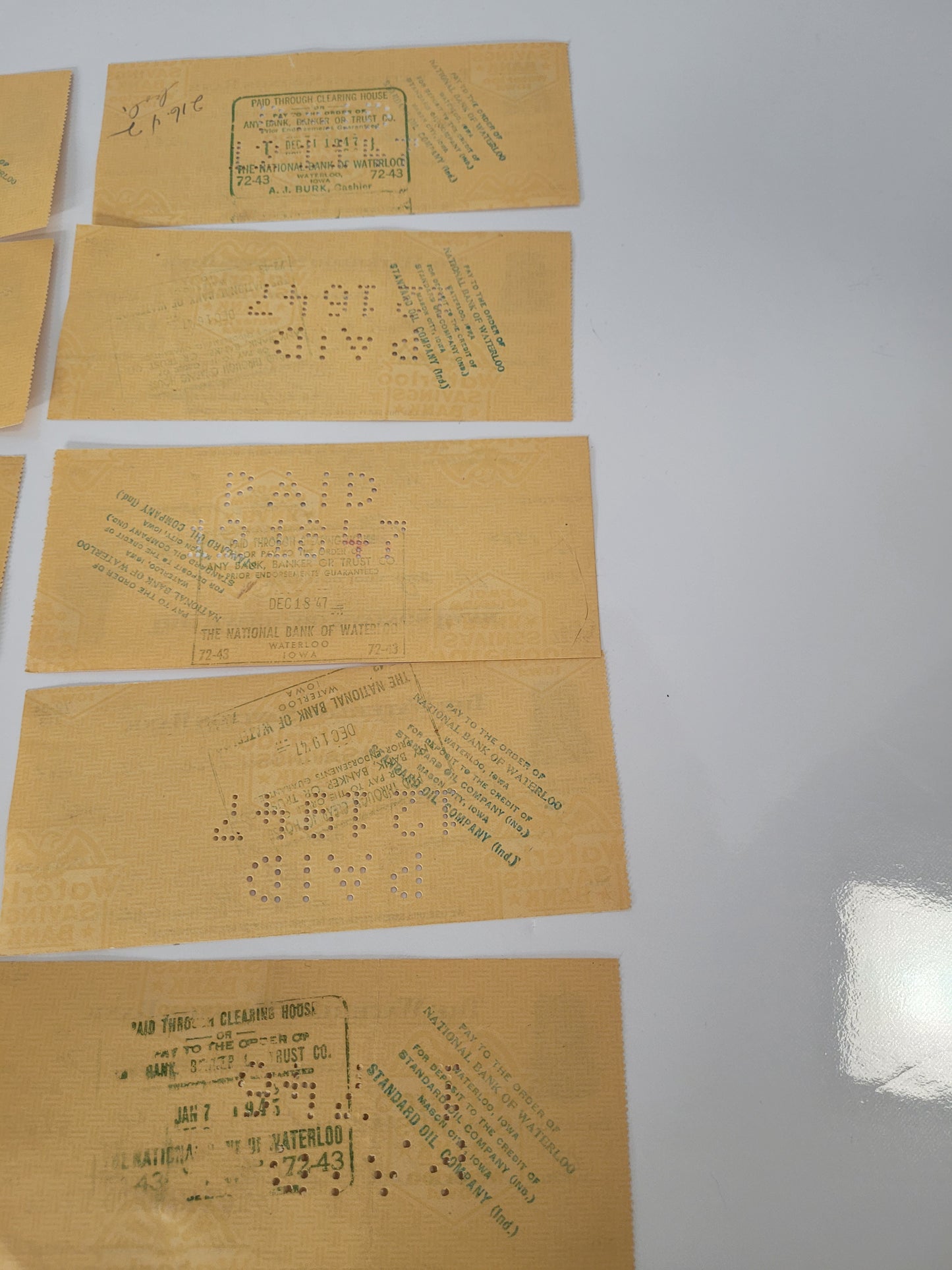 Lot of 10 Vintage 1946–1947 Standard Oil Cancelled Bank Checks – Waterloo, Iowa