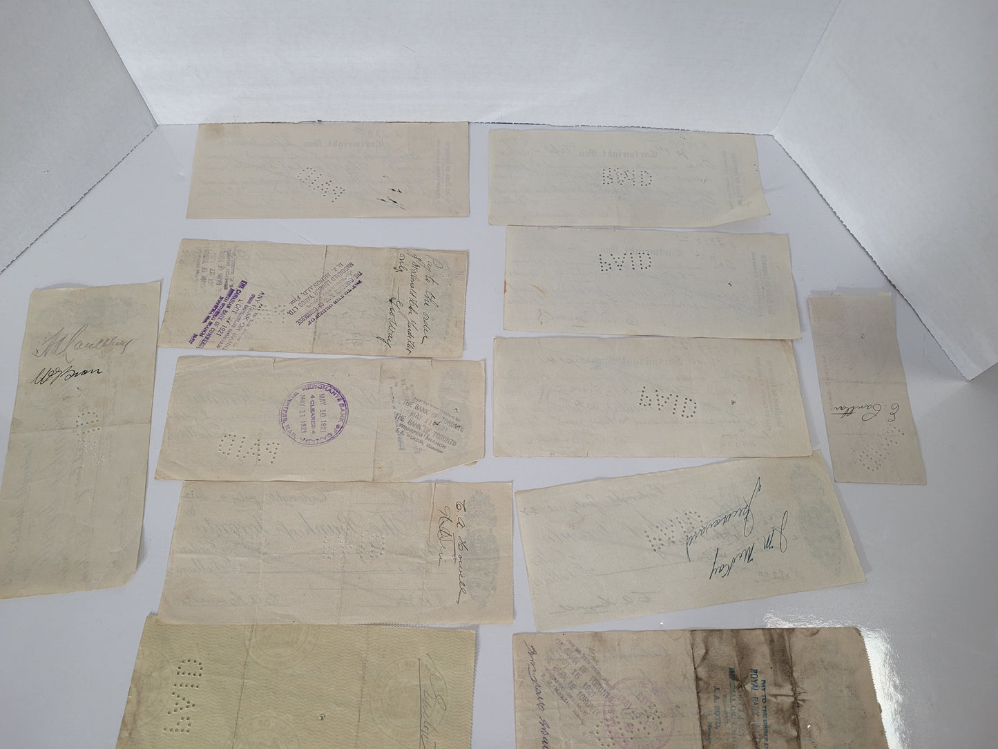 Lot of 12 Antique Canadian Bank Cheques & Promissory Notes – Cartwright, Manitoba, 1916–1927