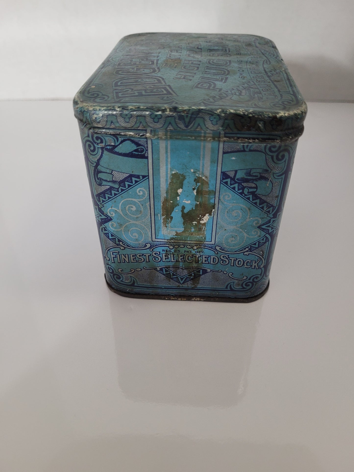 Antique Edgeworth Extra High Grade Plug Slice Tobacco Advertising Tin – Hinged Blue Lithograph