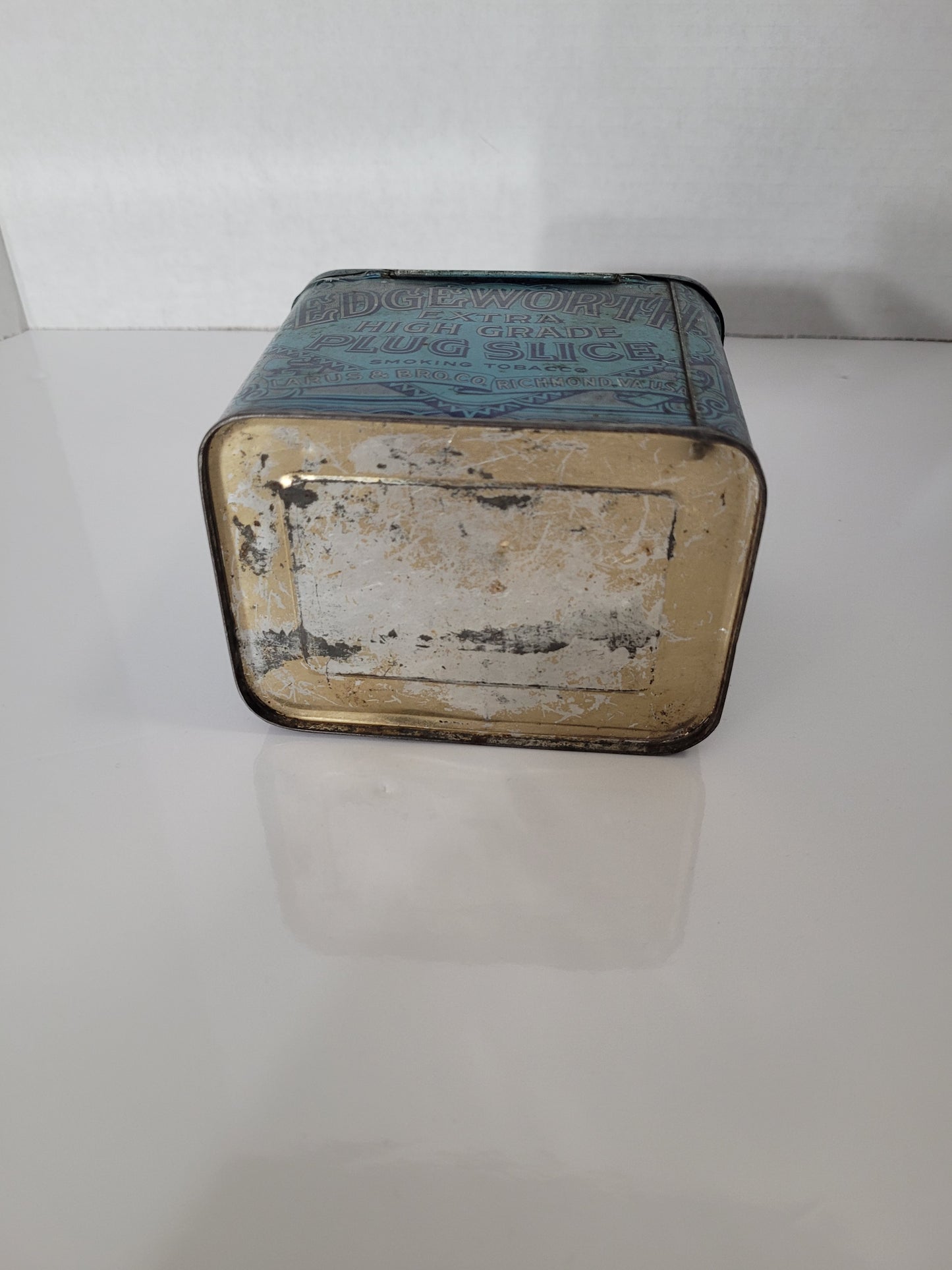 Antique Edgeworth Extra High Grade Plug Slice Tobacco Advertising Tin – Hinged Blue Lithograph