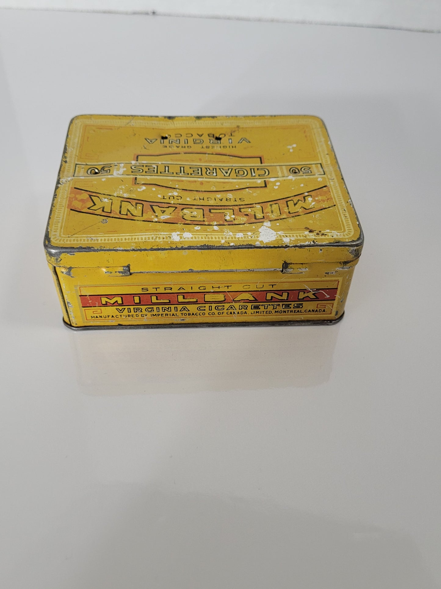 Vintage 1930s Millbank Straight Cut 50 Cigarettes Advertising Tin – Imperial Tobacco Canada