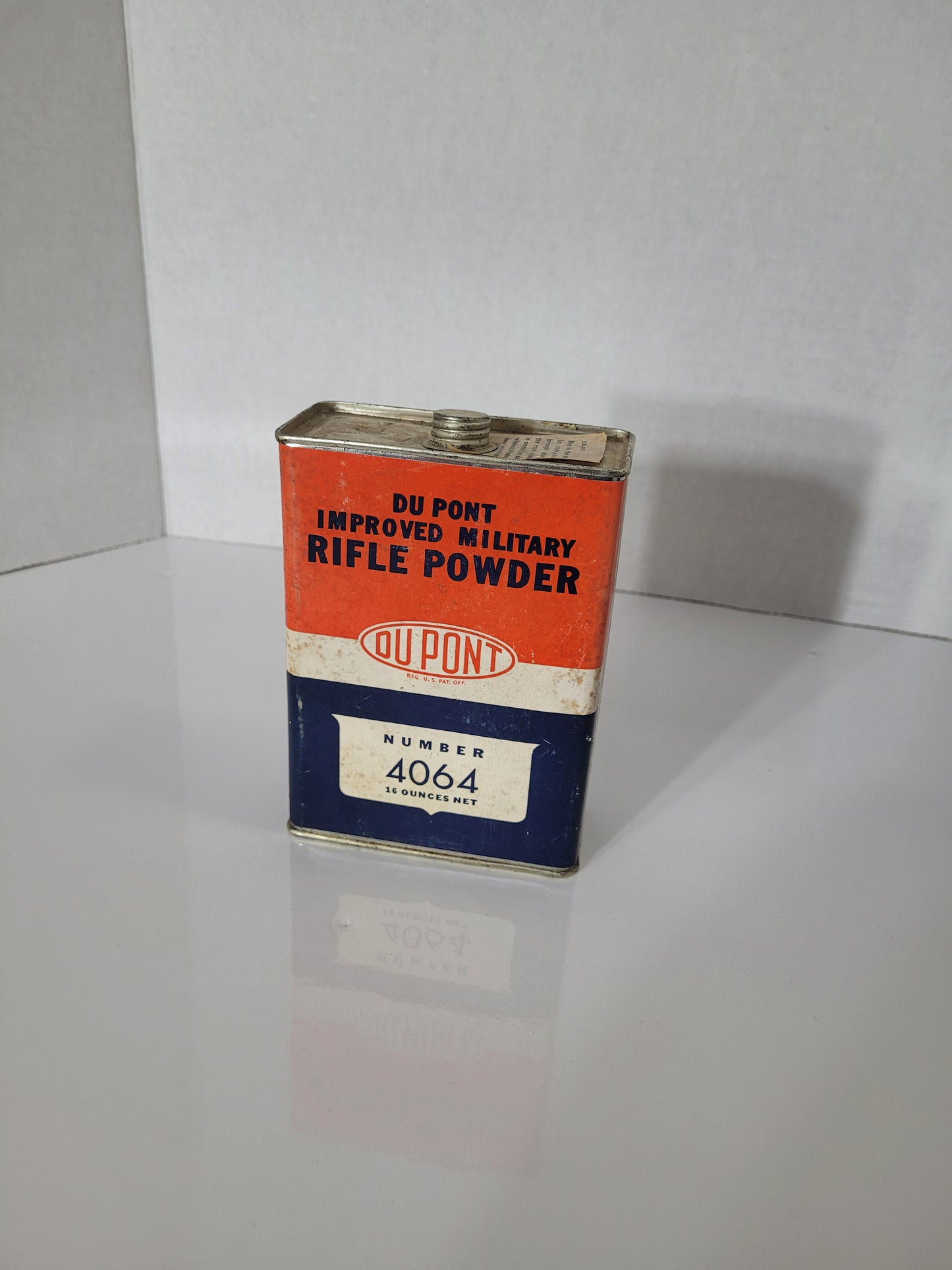 Vintage DuPont IMR 4064 Empty Rifle Powder Can – 16 oz Advertising Tin