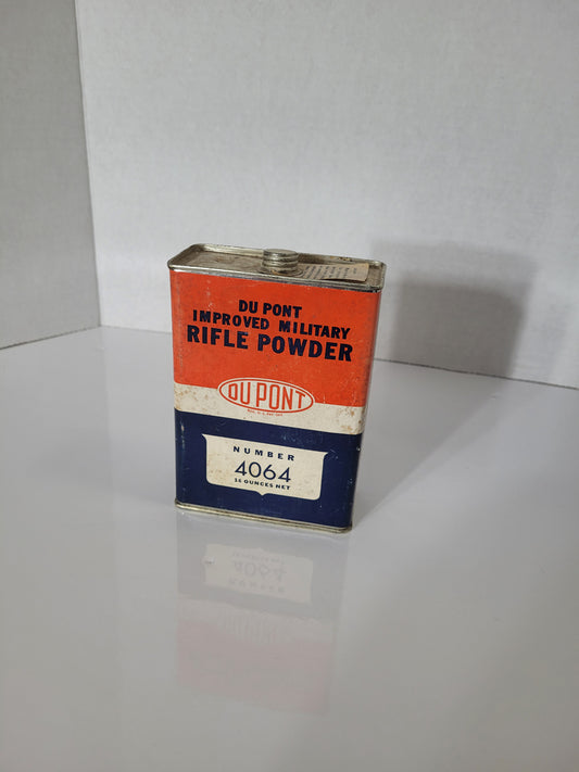 Vintage DuPont IMR 4064 Empty Rifle Powder Can – 16 oz Advertising Tin