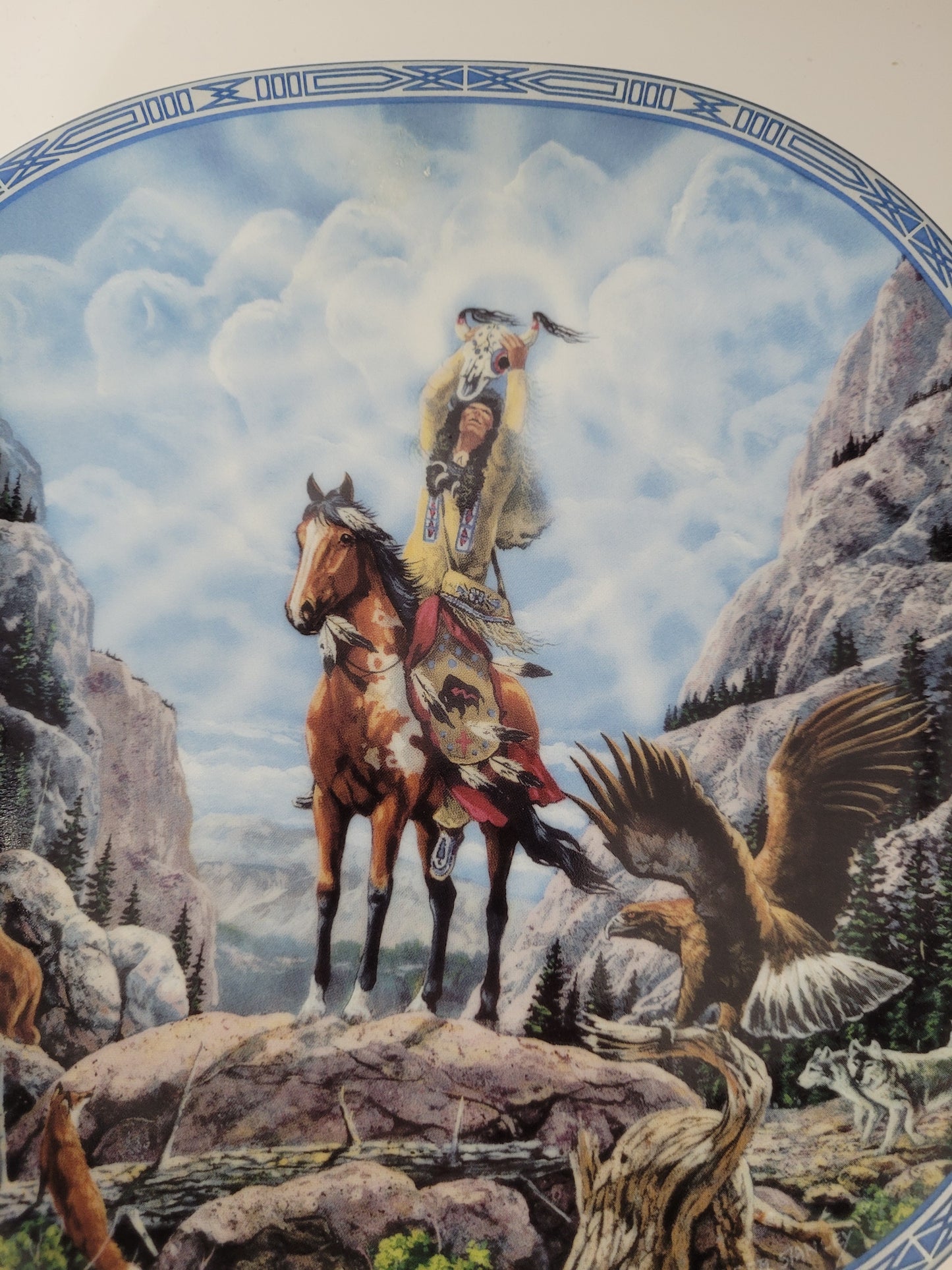 Vintage Bradford Exchange “Buffalo Caller” Collector Plate by Diana Stanley – 8.25" × 8.25"