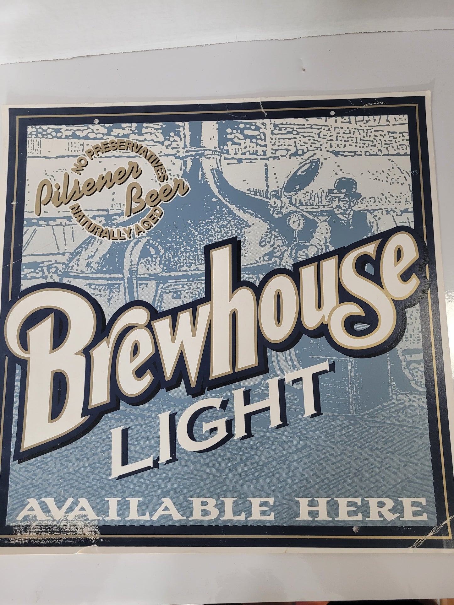 Brewhouse Light Pilsener Beer Advertising Cardboard Sign – 16" × 16"