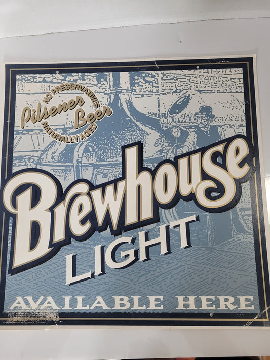 Brewhouse Light Pilsener Beer Advertising Cardboard Sign – 16" × 16"
