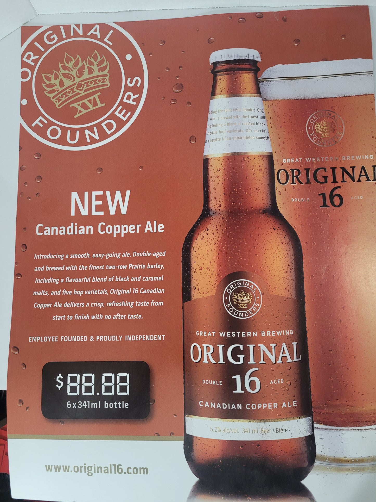 Original 16 Canadian Copper Ale Double-Sided Advertising Poster – 18" × 24"