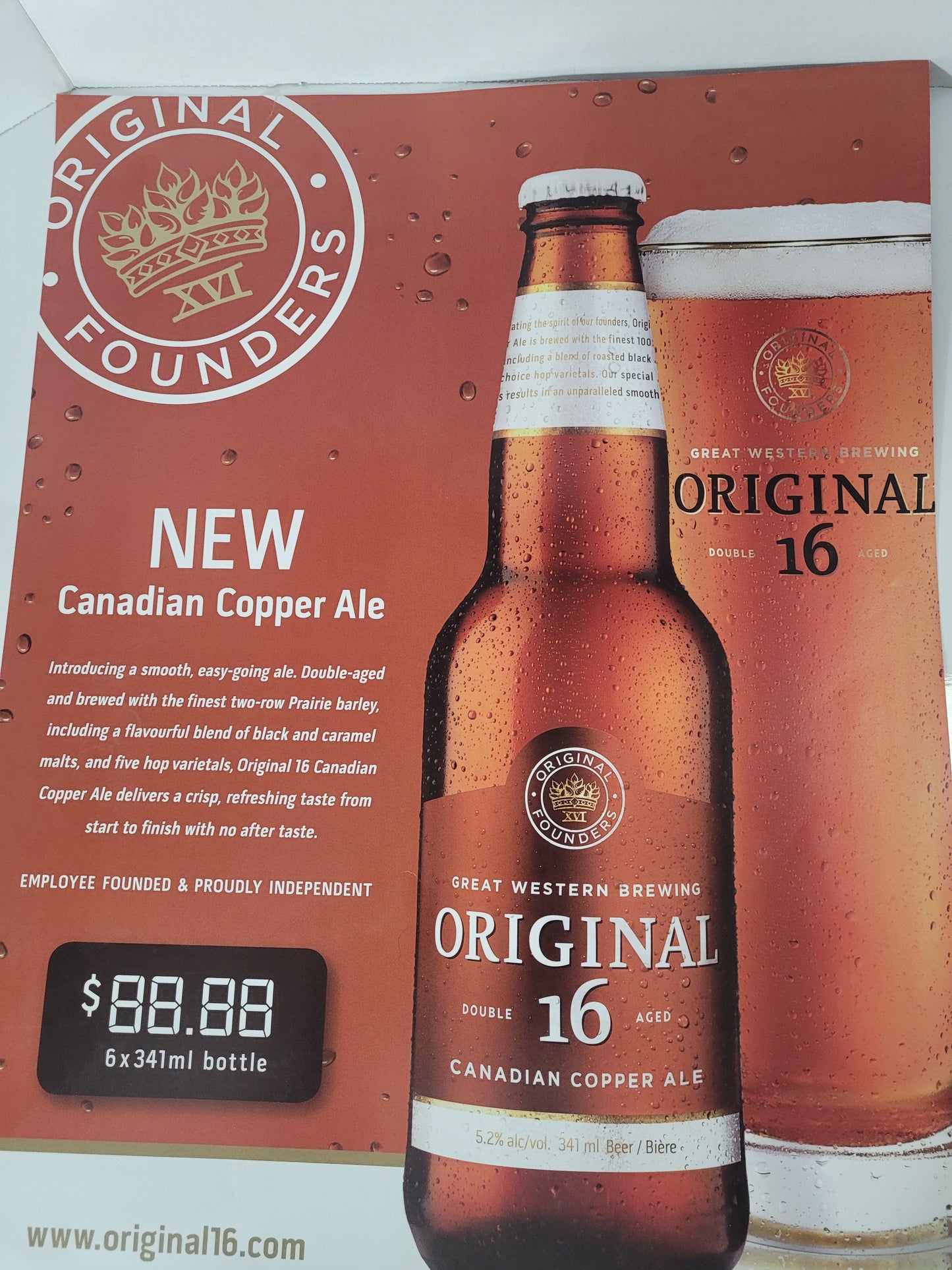 Original 16 Canadian Copper Ale Double-Sided Advertising Poster – 18" × 24"