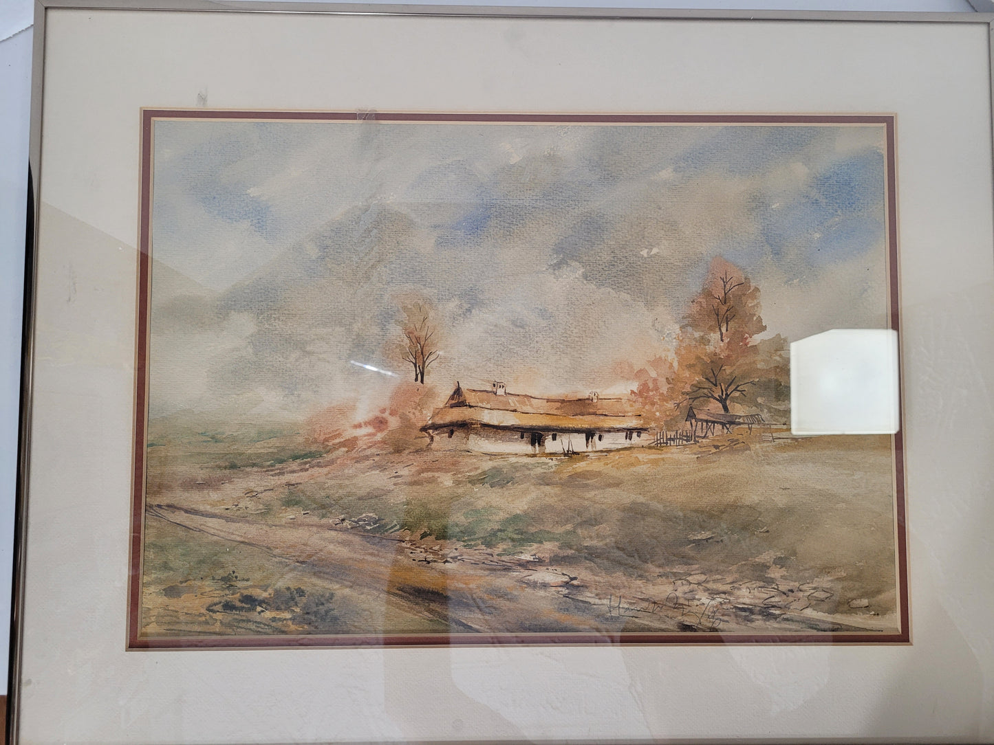 Signed Framed Original Watercolour Landscape Painting – 17" × 14"