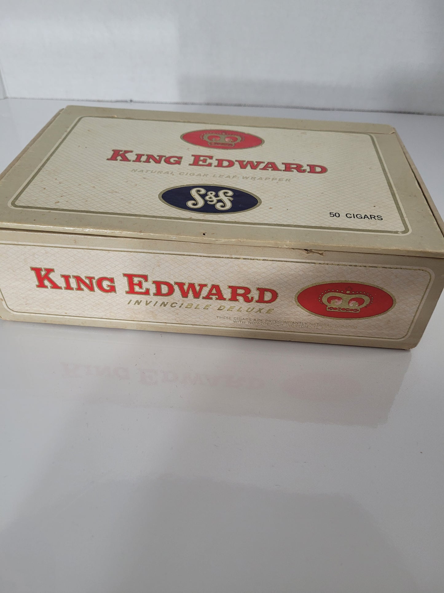 Vintage King Edward Invincible Deluxe Empty Cigar Box – 50 Count