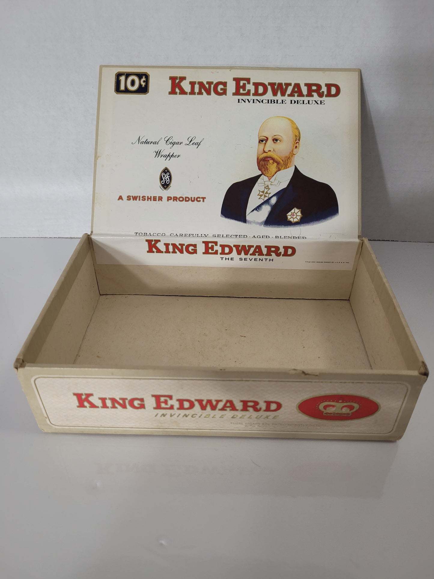 Vintage King Edward Invincible Deluxe Empty Cigar Box – 50 Count
