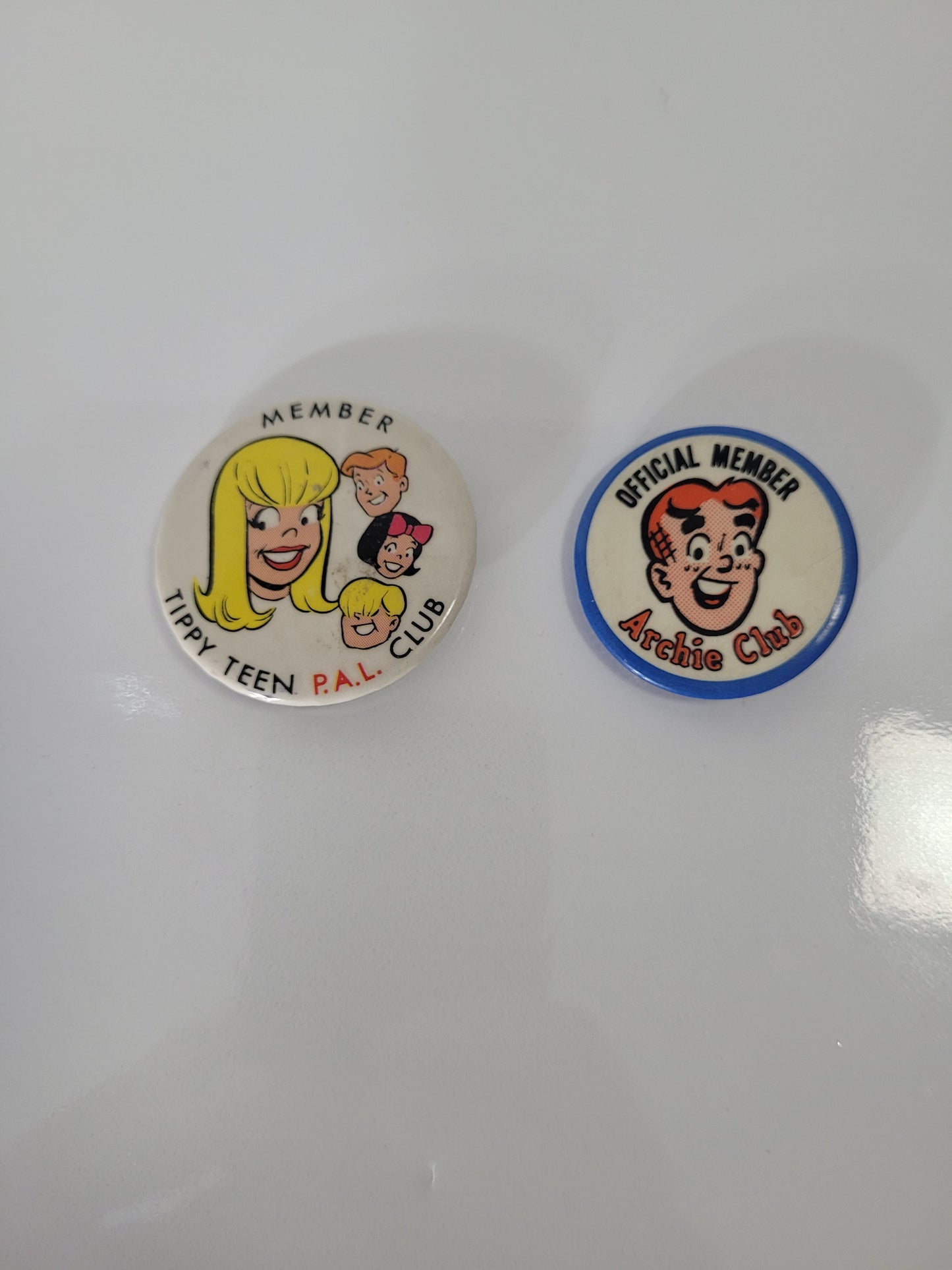 Vintage Archie Club & Tippy Teen P.A.L. Club Pinback Buttons – Set of 2