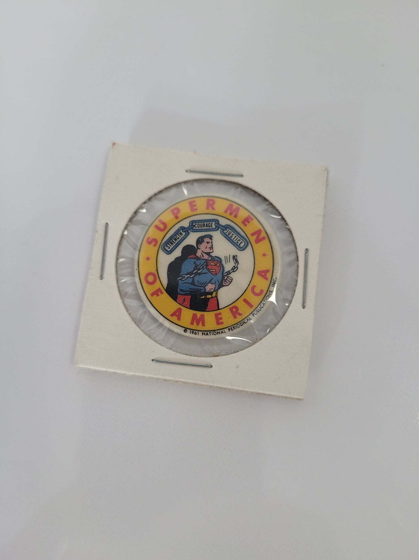 1961 Supermen of America Superman Pinback Button – 1.25"