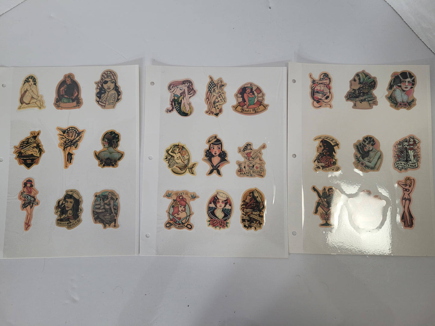 127-Piece Retro Pin-Up & Nautical Tattoo-Style Sticker Collection – 17 Display Sheets